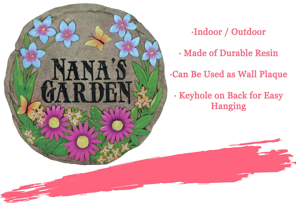 Bright colors and hand-painted design invite garden-friendly welcoming vibes