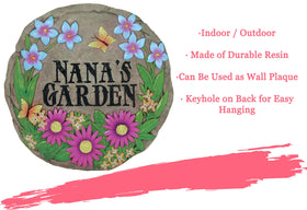 Bright colors and hand-painted design invite garden-friendly welcoming vibes