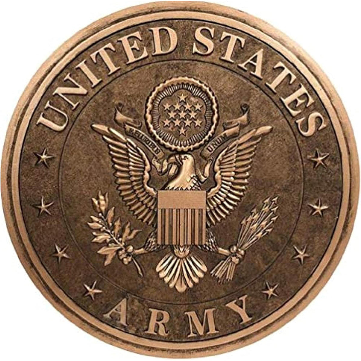 Spoontiques U.S. Army bronze stepping stone front view for a welcoming garden entry.