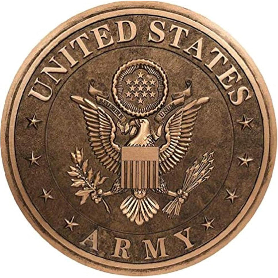 Spoontiques U.S. Army bronze stepping stone front view for a welcoming garden entry.