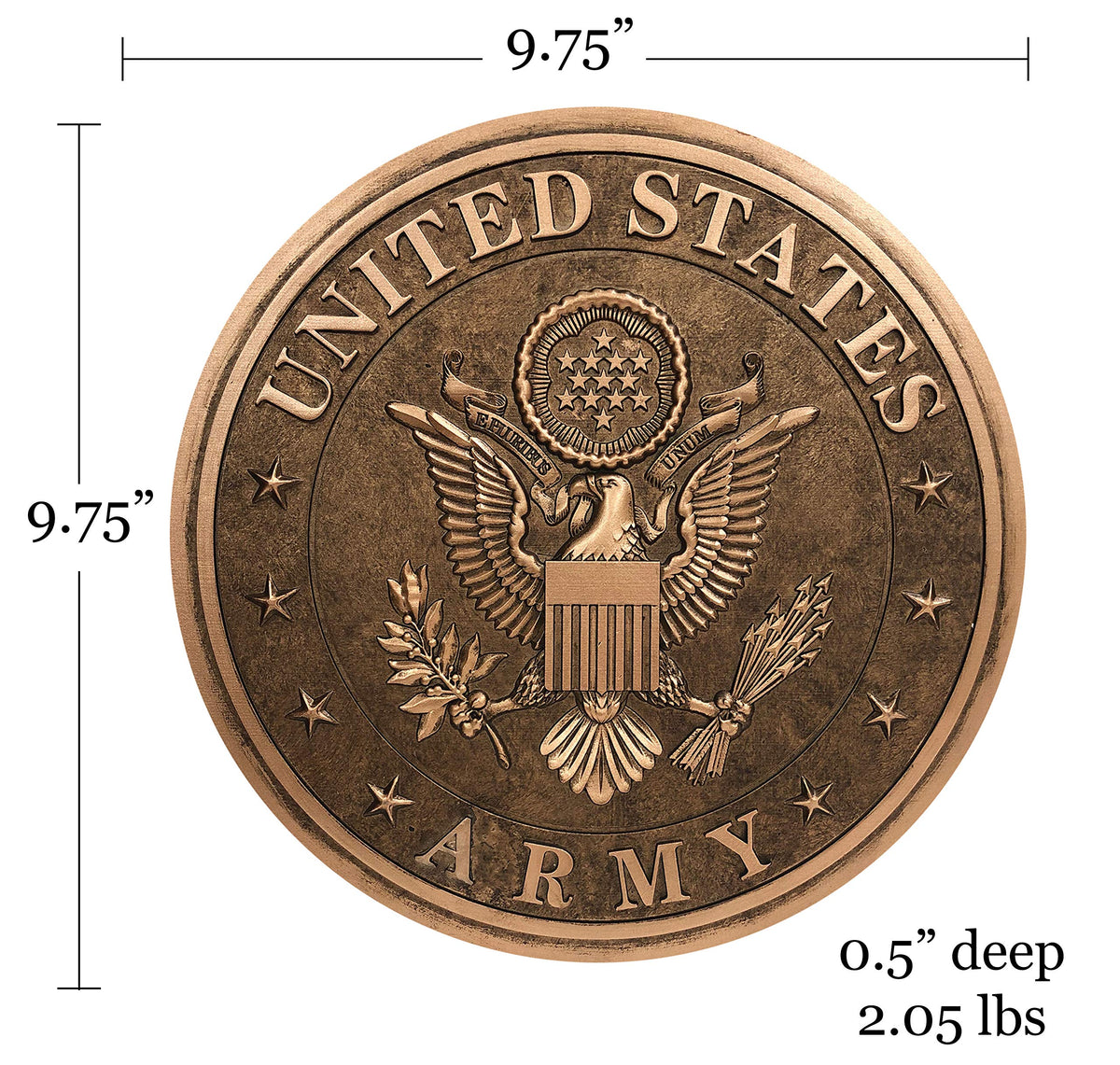 Spoontiques U.S. Army stepping stone with wall-mount hardware for indoor display.