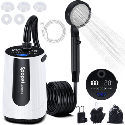 Spopal portable shower with stand for easy camping setup and stability