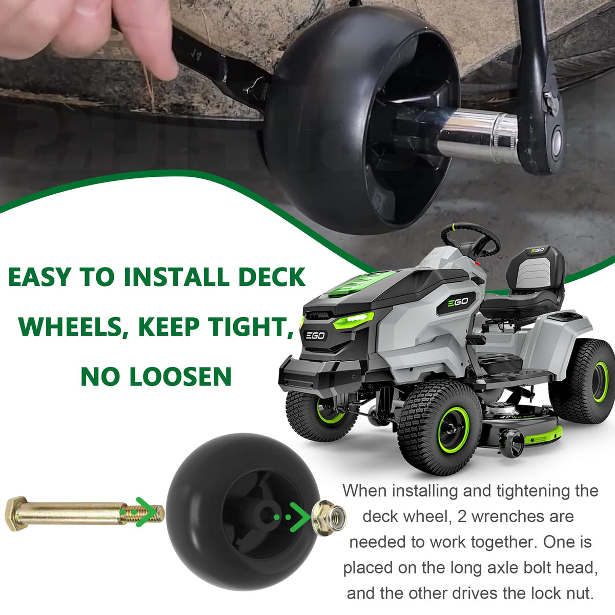 Shelf-ready display of Sporthfish 753-04856A mower deck wheels