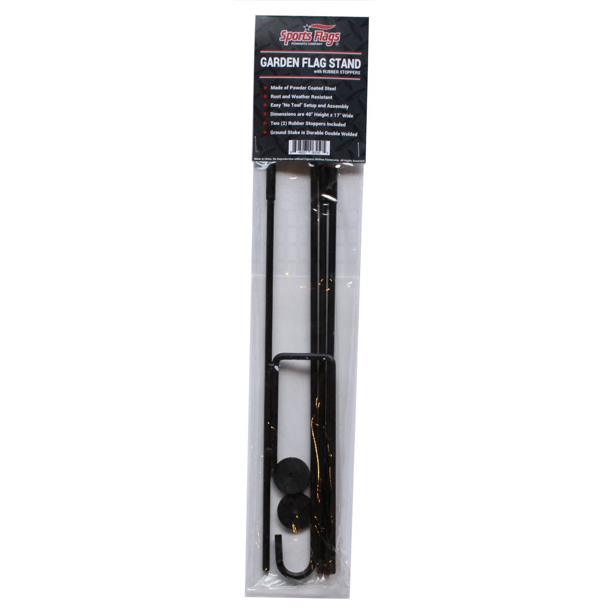 Stand stands 40 inches tall with a 17-inch crossbar for visibility