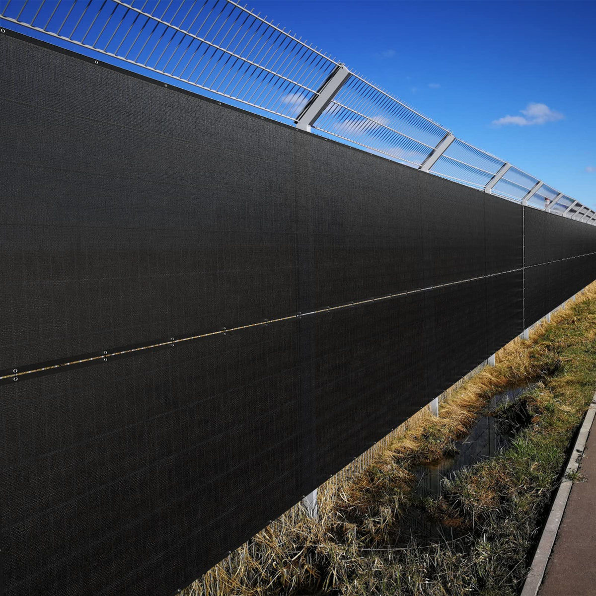 Sleek black SPORTYOUTH screen enhances outdoor space without bulk