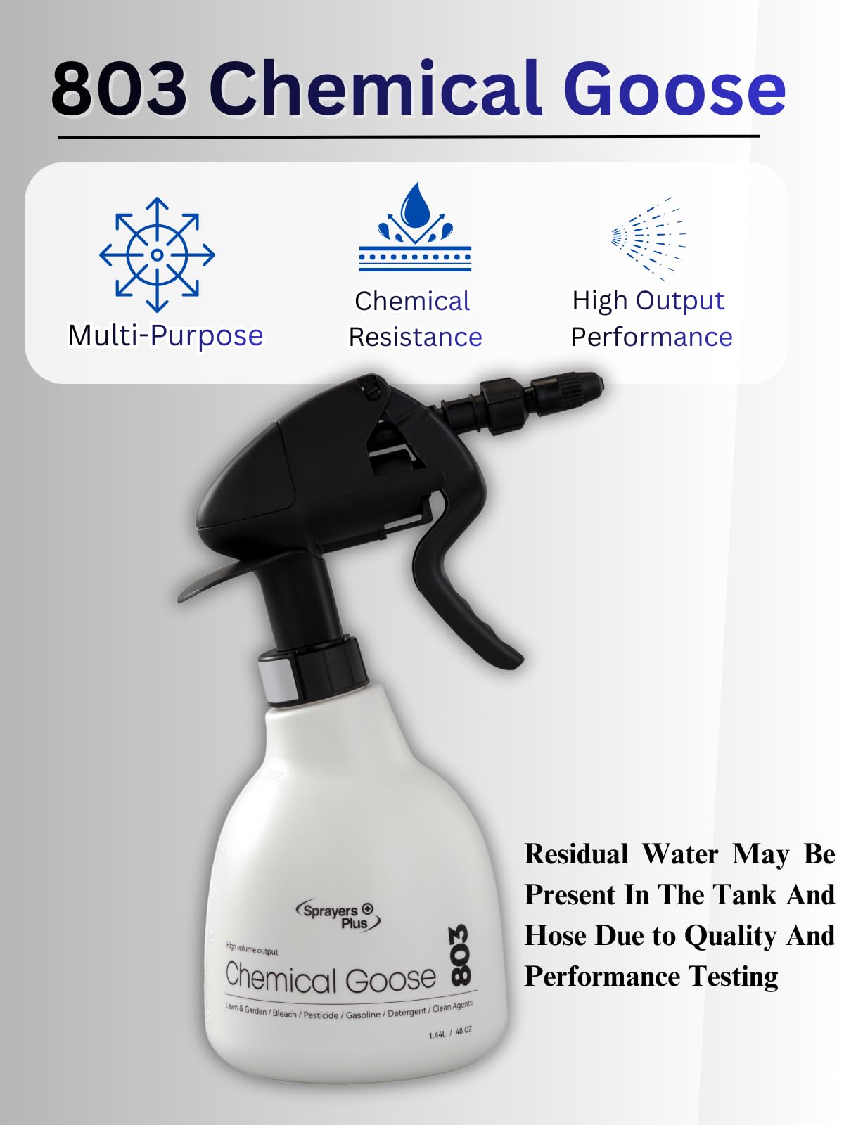 Sprayers Plus 803 nozzle attachments enable precise mist and targeted jet streams.