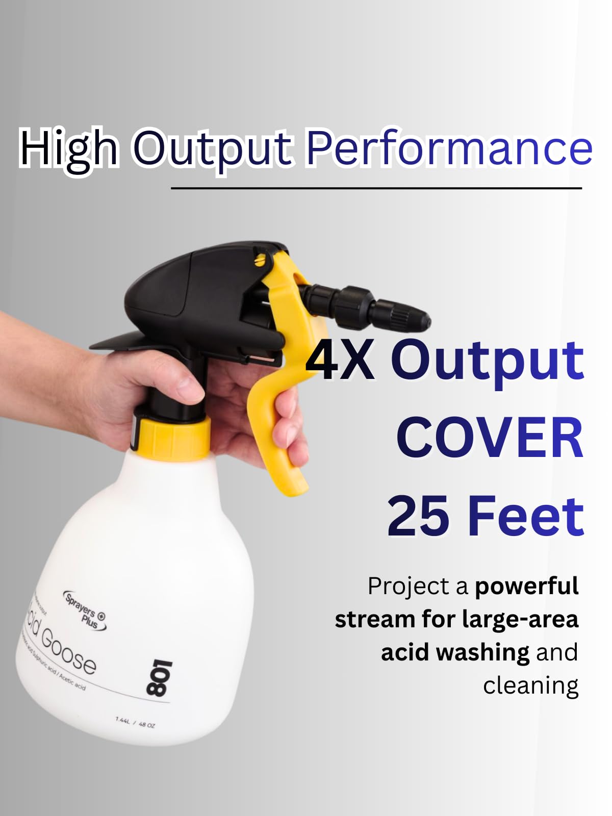 Sprayers Plus heavy-duty acid sprayer in use for large-scale cleaning and brightening projects.