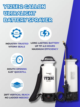 Sprayers Plus YT25E lightweight design weighs less when empty for easier handling.