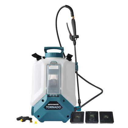 SprayMate Tornado backpack sprayer in action for efficient lawn care.