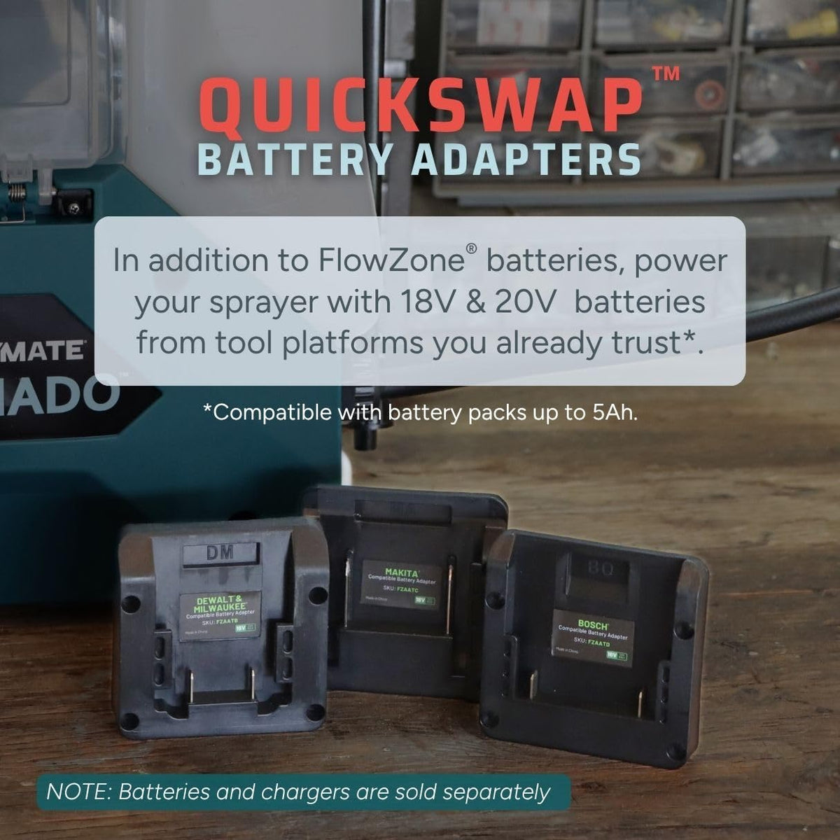 SprayMate Tornado battery adapter kit enabling versatile power options.
