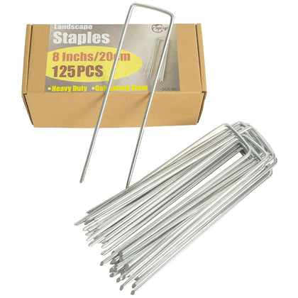 Sprigra 8-inch landscape staple secures fabric and hoses for durable outdoor use.