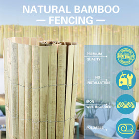Sprigra bamboo slat fence decorative patio use beautifies outdoor spaces.