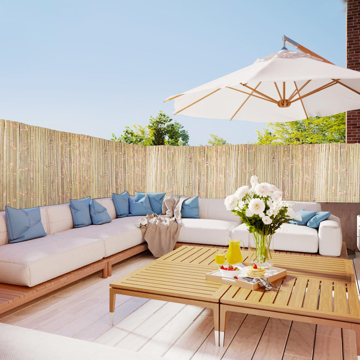 Sprigra bamboo slat fence heat-treated for water resistance and longevity.