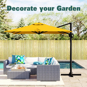 Sprigra bamboo slat fence natural color adds warm aesthetic.