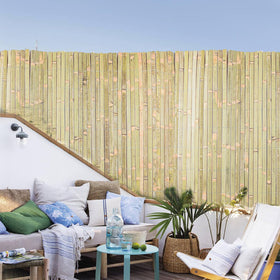Sprigra bamboo slat fence poolside privacy for outdoor spaces.