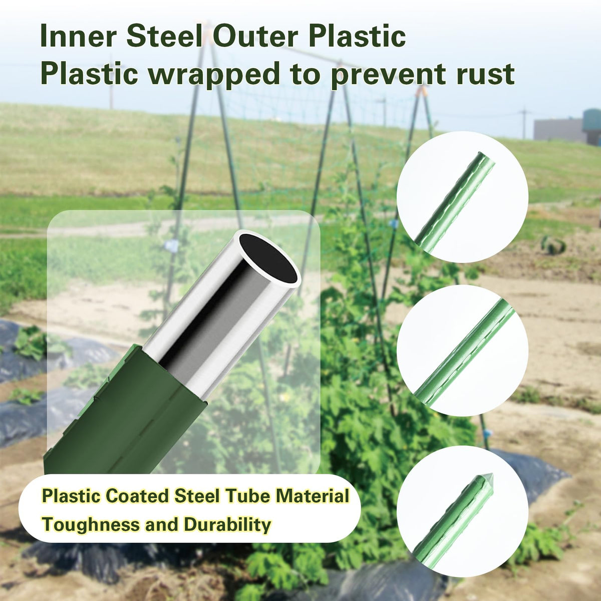 Sprigra steel-core construction offers durable garden staking.