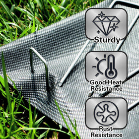 Sprigra weed-barrier secure-stake helps hold fabric in place for neat borders.