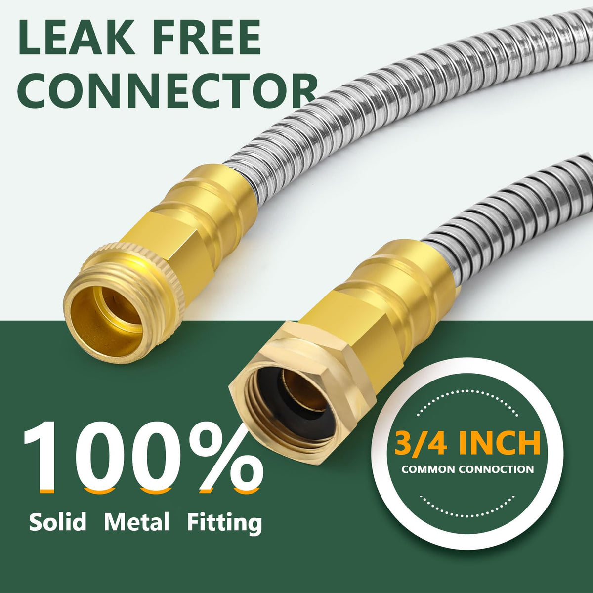 SPRIKIR metal hose 50 ft with crush-resistant fittings reduces leaks during use.