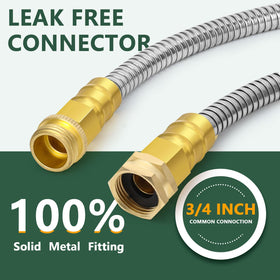 SPRIKIR metal hose 50 ft with crush-resistant fittings reduces leaks during use.