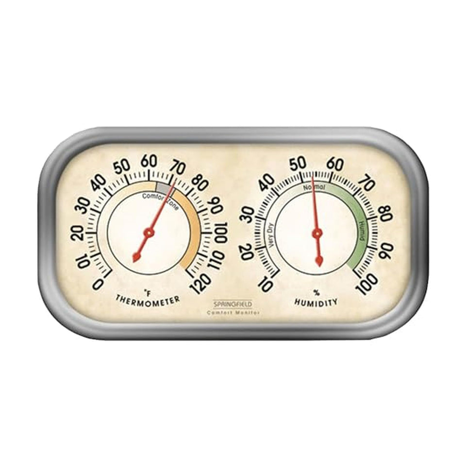Springfield Color Track humidity meter dial displayed on wall for quick readings.
