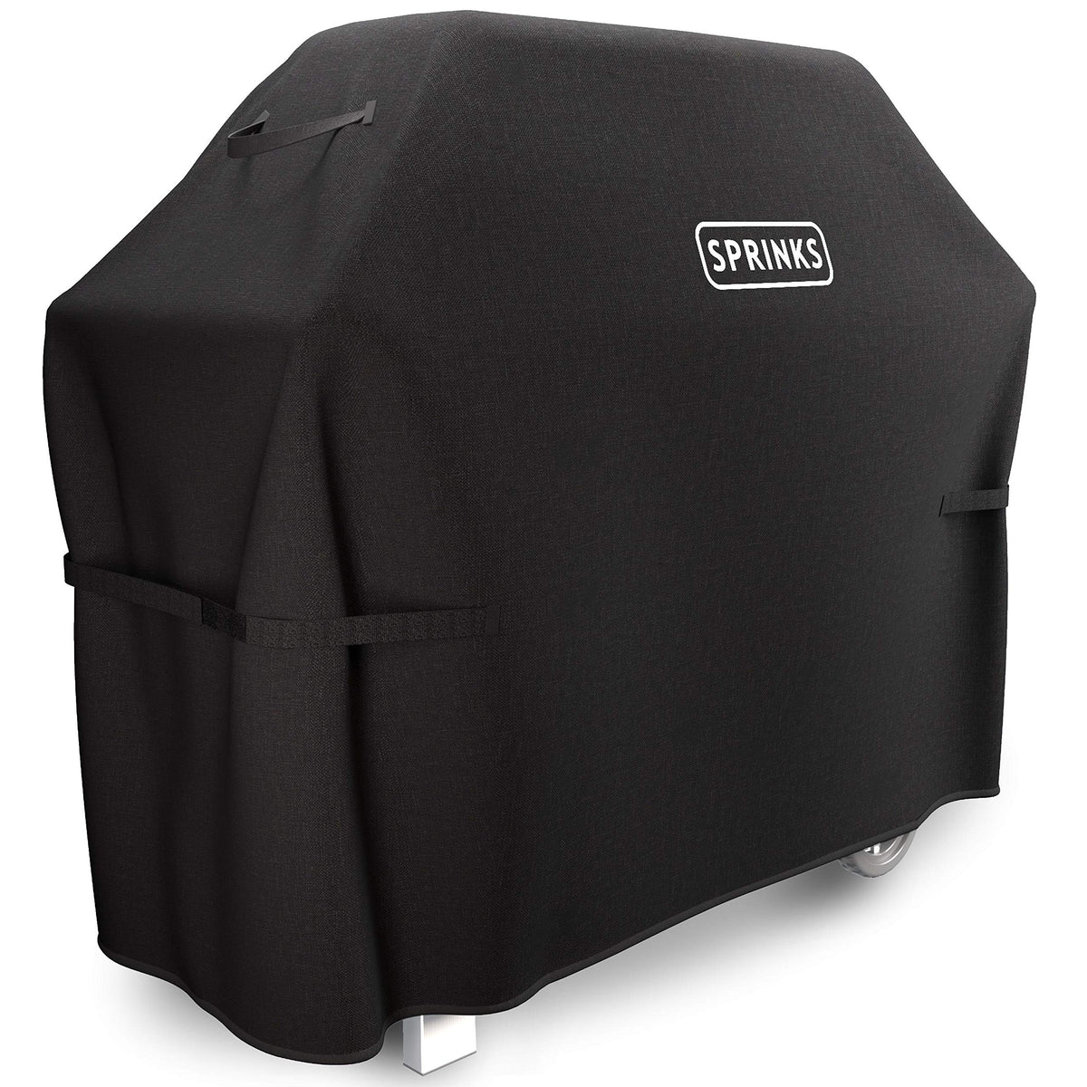 SPRINKS grill cover on Weber grill side view protects from rain and wind