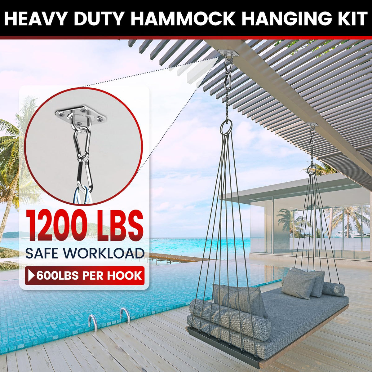 Sprookber ceiling hook installation shown for quick mounting on a ceiling.