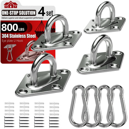Sprookber pad-eye snap hook set for secure hammock and plant hangs