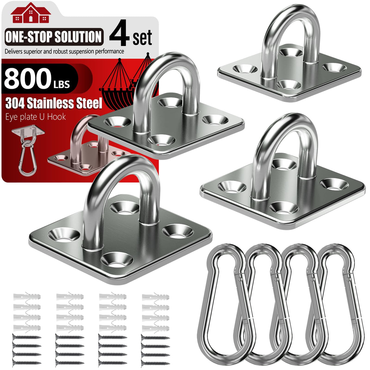 Sprookber pad eye snap hooks in stainless steel showing rust-resistant finish for outdoor use