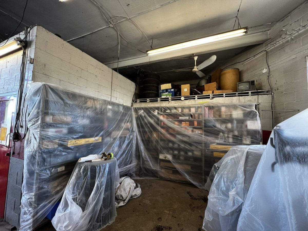 SPROS floor protection film catches drips while painting or sanding.