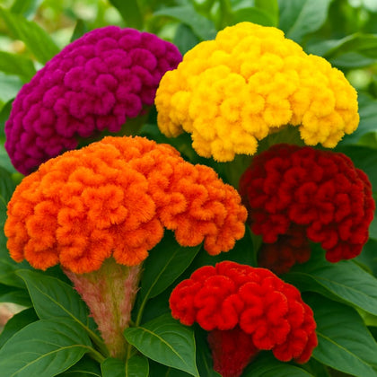 Sprouticus Maximus Cockscomb seeds reveal exotic coral blooms for vibrant borders in full sun.