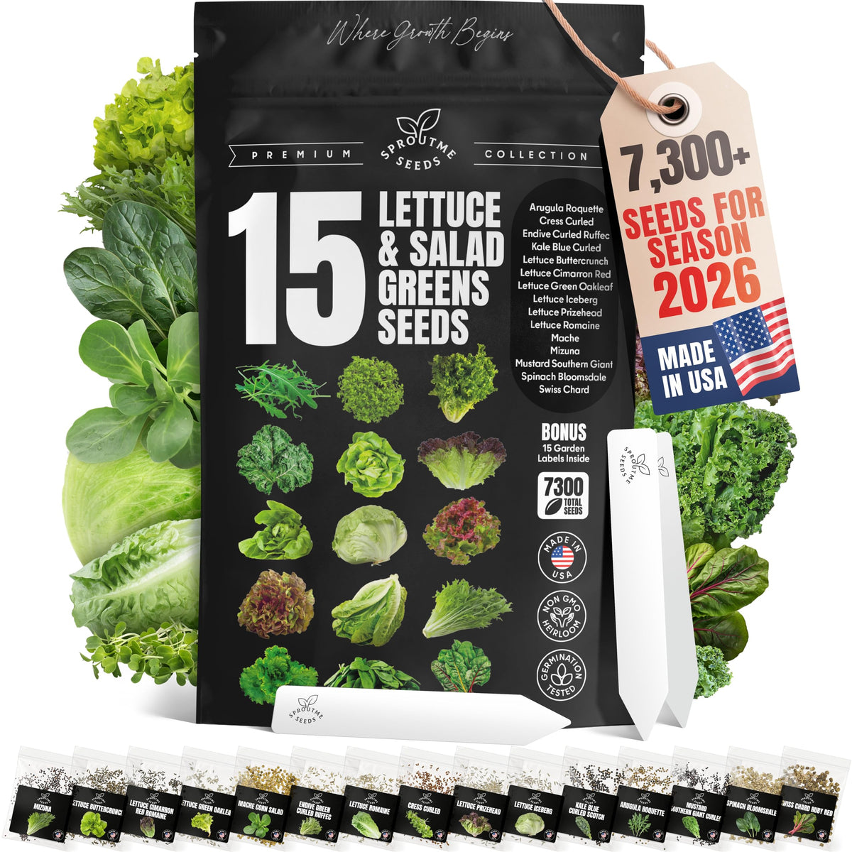 SproutMe Seeds lettuce variety pack packaging for home gardens