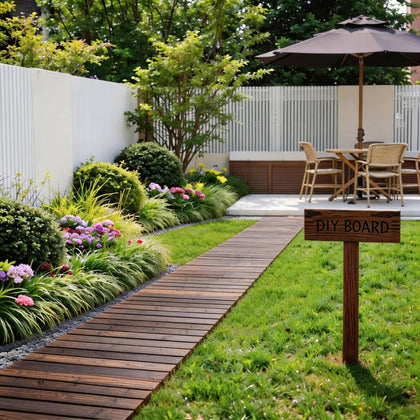 Spurgehom 8ft cedar garden pathway overview, a durable outdoor walkway for lawns and patios.