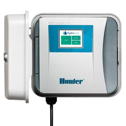SPW Hunter Hydrawise HPC-400 control panel for smart irrigation management.
