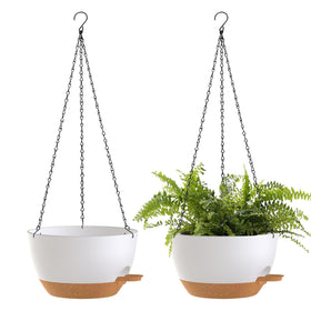 SQKH 12 inch hanging basket with chains for stylish indoor display and easy irrigation.