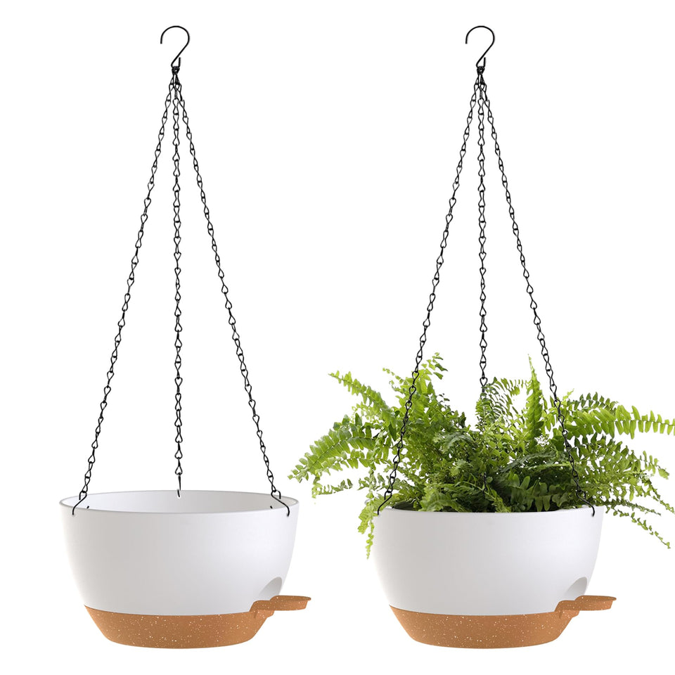 SQKH 12 inch hanging basket with chains for stylish indoor display and easy irrigation.