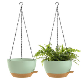 SQKH 12-inch self-watering hanging basket with removable saucer for easier watering