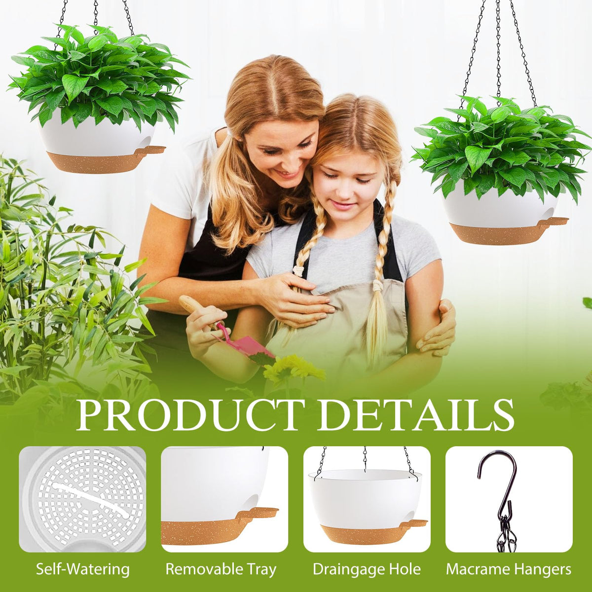 SQKH 12 inch planter with ventilation holes promotes plant respiration and drainage.