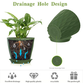 SQKH 5-inch planter pot close-up of 48 drainage holes for root airflow.