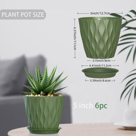 SQKH 5-inch planter pot with attached tray close-up of the tray.