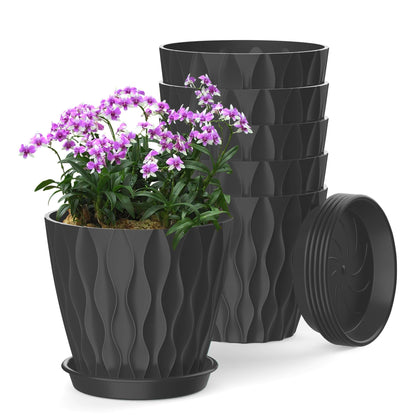 SQKH 6 Inch Plant Pot with drainage holes and tray for healthy root airflow.