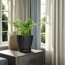 SQKH 6-inch pot durable polypropylene resists sun and crushing.