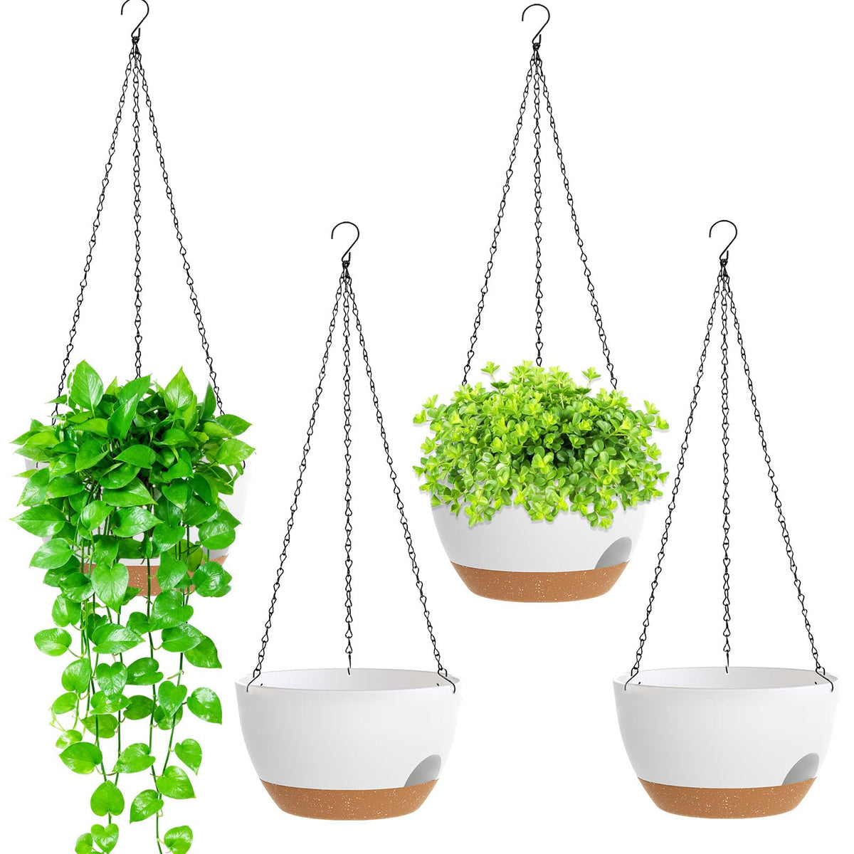 SQKH 8-inch self-watering planter assembly for quick, mess-free balcony decor.