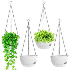 SQKH 8-inch hanging planter in white matte finish for indoor and outdoor use.