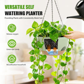 Green brown plastic planter with drainage holes ideal for outdoor balconies.