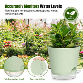 SQKH green self-watering plant pots come in a practical two-pack.