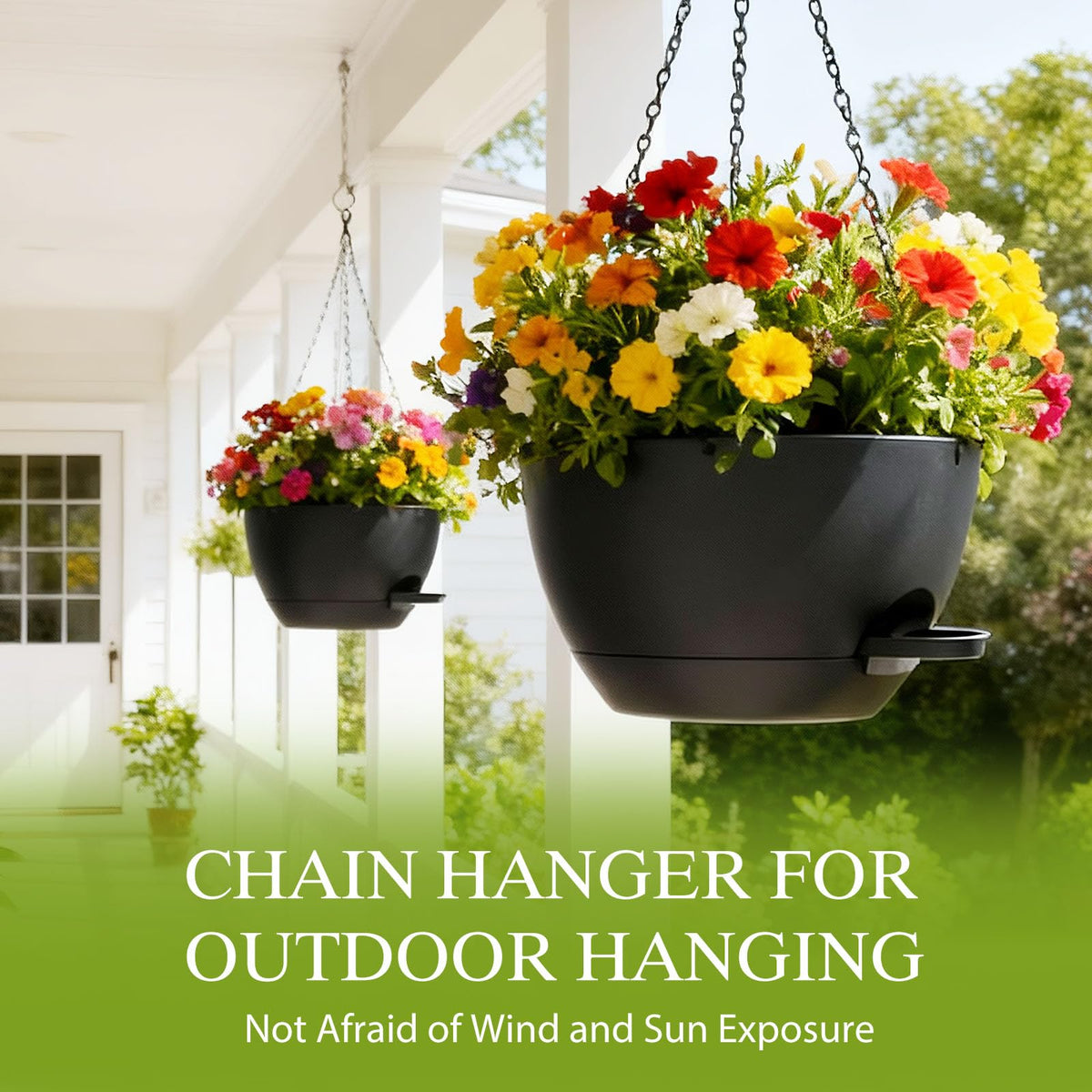 SQKH minimalist black hanging pot for modern indoor or outdoor décor.