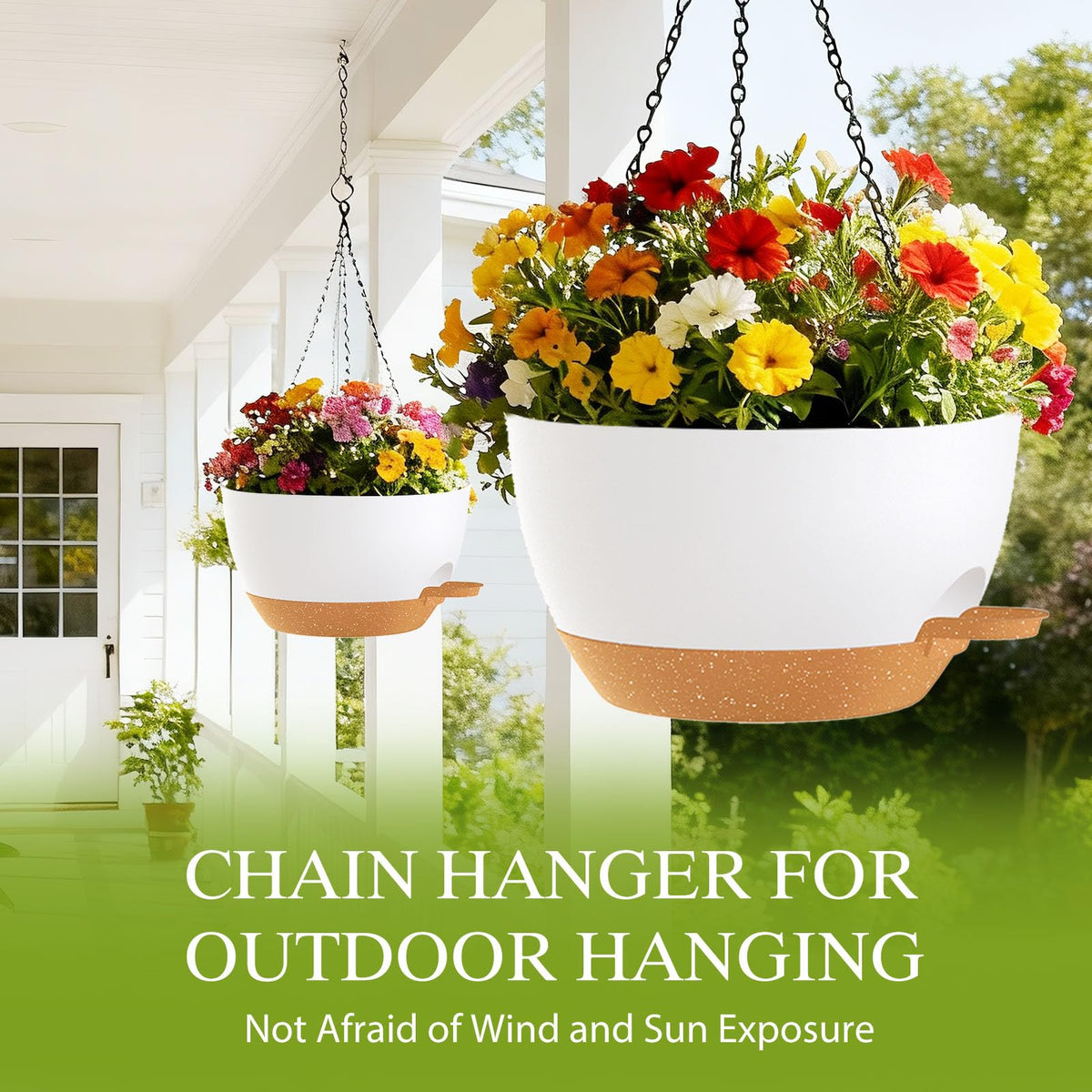 SQKH sturdy recyclable plastic planters withstand weather for long outdoor use.