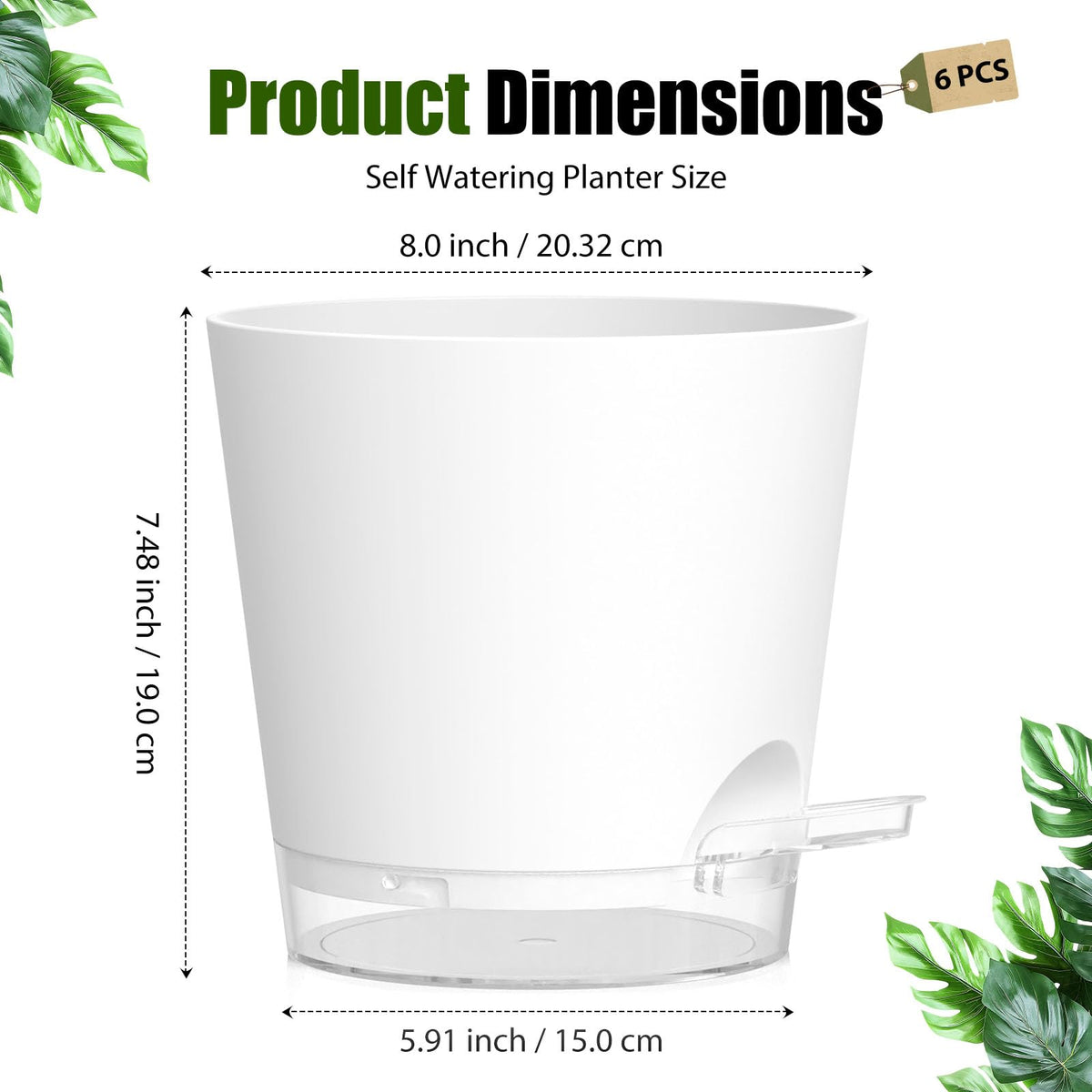SQKH plant pots drainage-holes with clear saucer ensure proper drainage and spill containment.
