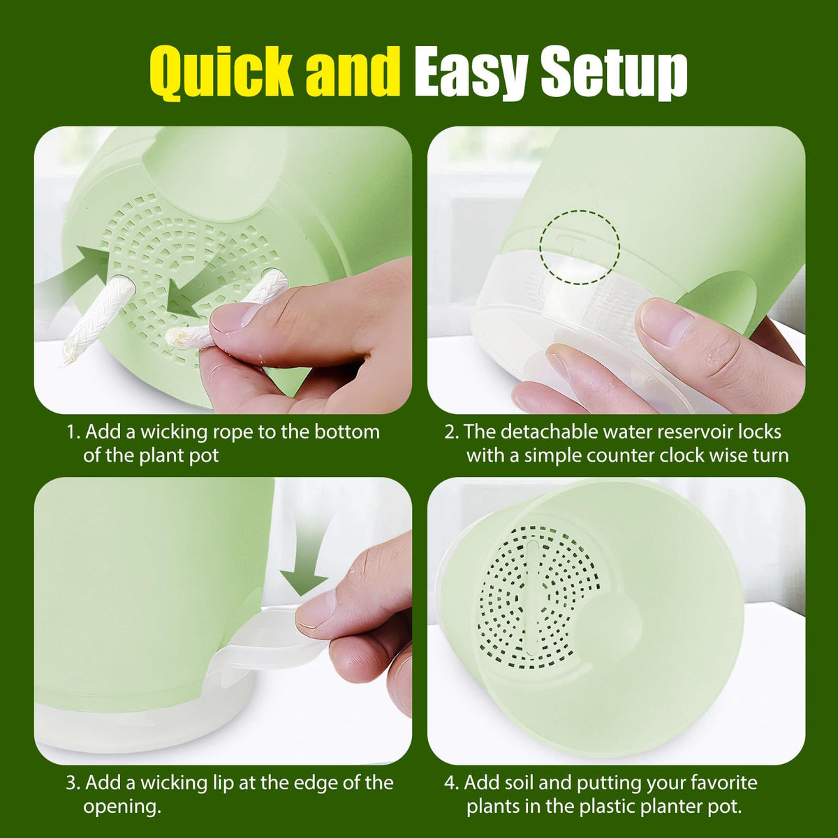 SQKH built-in reservoir provides moisture for busy plant owners.