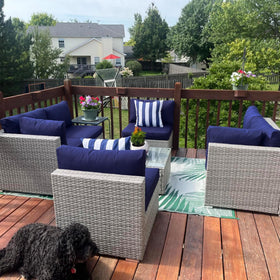 Sqodok backrest cushion cover blue; adds a neat outdoor look.